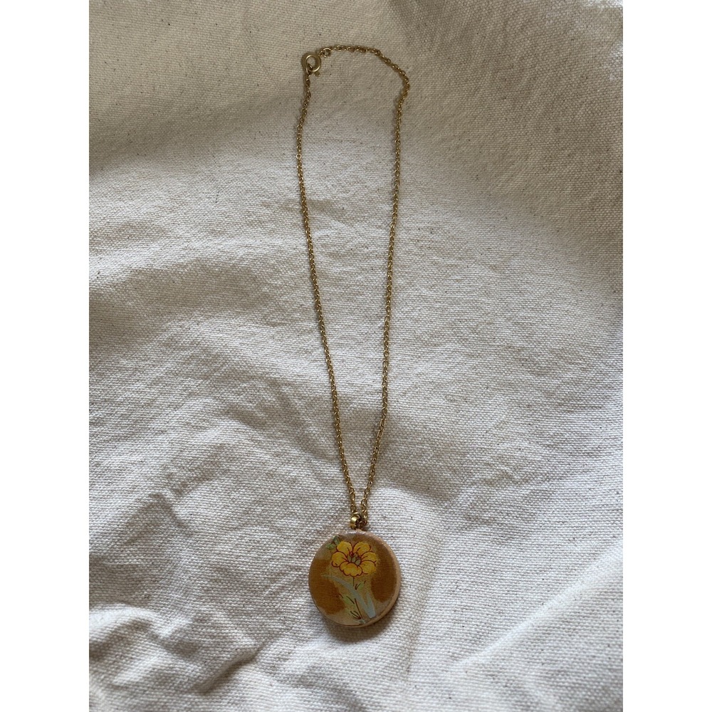 Yellow Flower Pendant Round Wooden - Picture 3 of 4